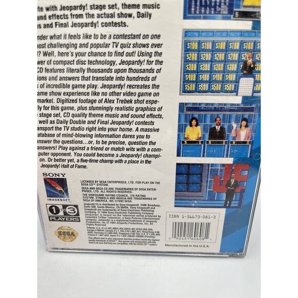 Jeopardy (Sega CD, 1994) Complete CIB, Excellent Disc - Picture 4 of 8
